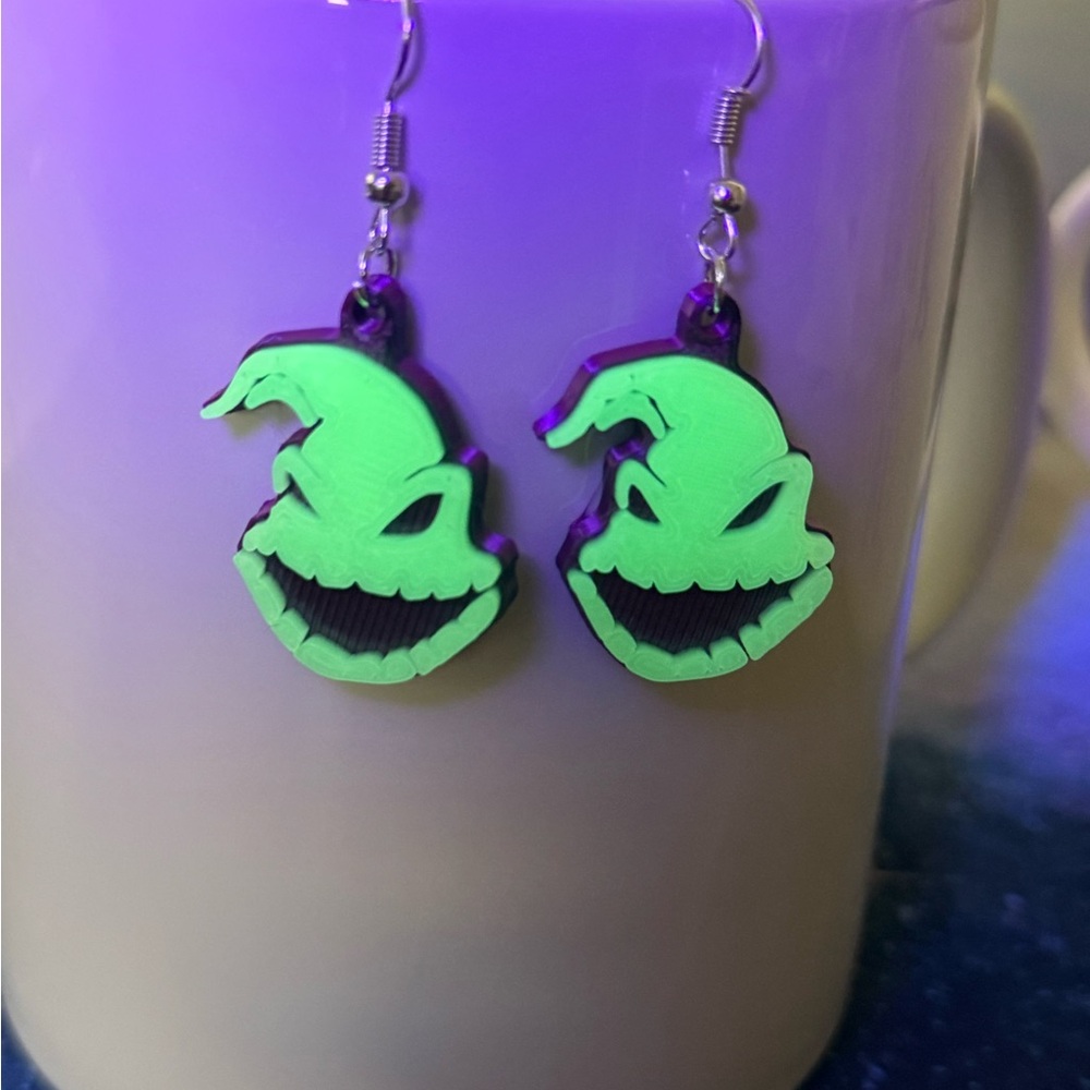 Purple & Glow Oogie Boogie 3D Earrings